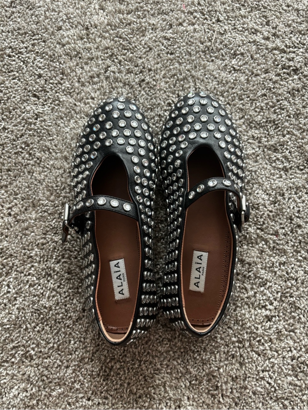 Alaia Black Studded Mary Jane Shoes